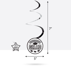 White Graduation Swirl Decorations - 12 Pack