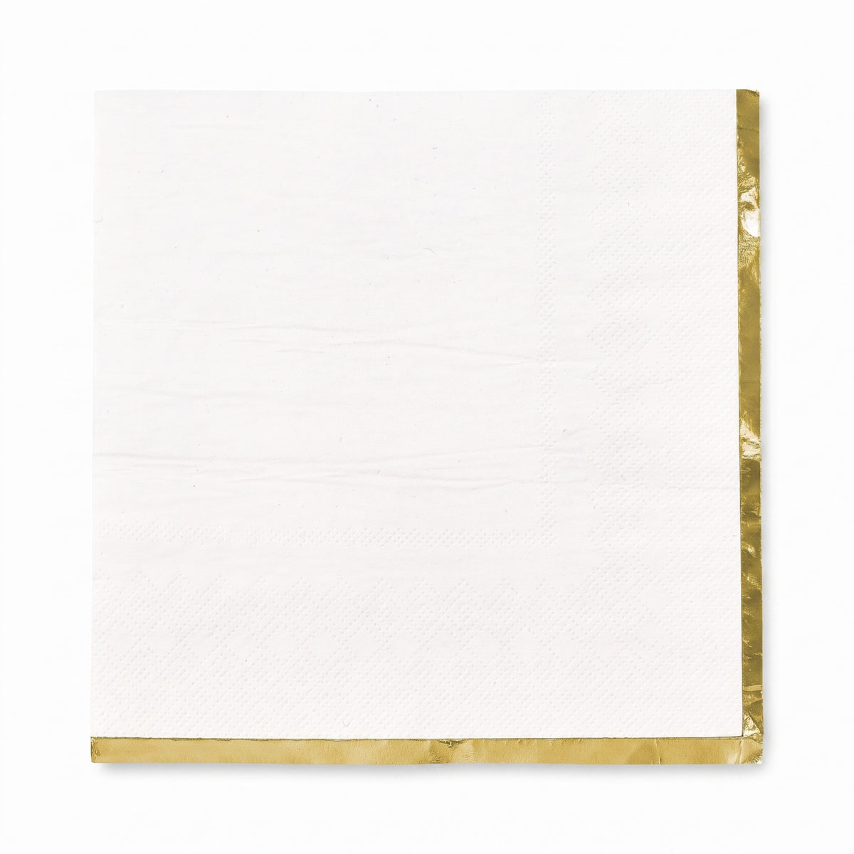 White Beverage Napkins with Gold Stamp - 5 In. X 5 In.