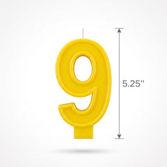 Cheerful Yellow Number 9 Birthday Candle
