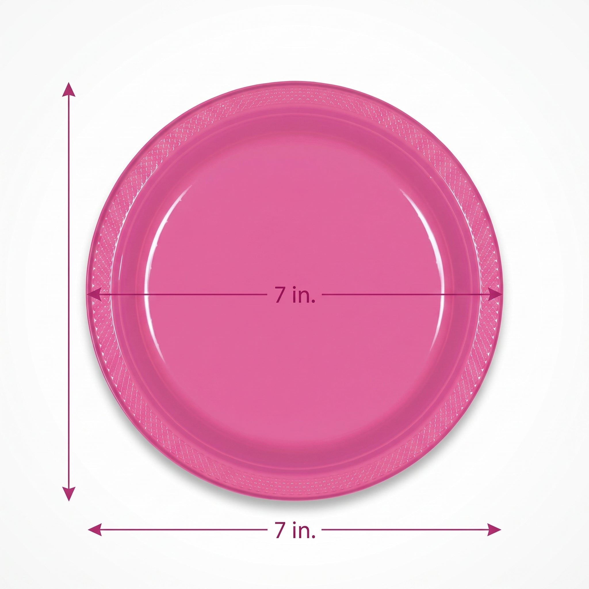 Bright Pink 7" Round Plastic Plates - 50 Pack