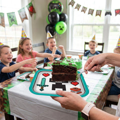 Pixel Party Square Paper Plates - 7" Gamer Design, 8-Pack