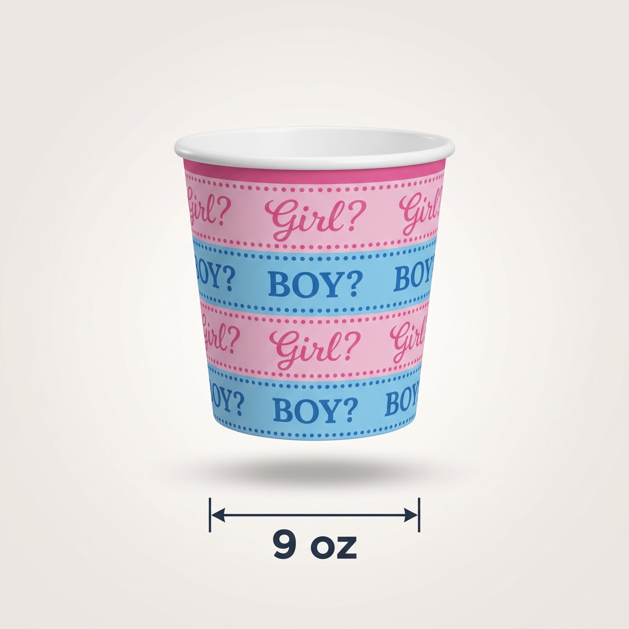Gender Reveal Paper Cups - 9oz, Pink and Blue