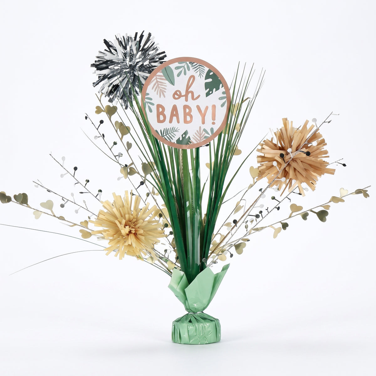 Jungle Theme "Oh Baby" Tinsel Spray Centerpiece for Baby Showers