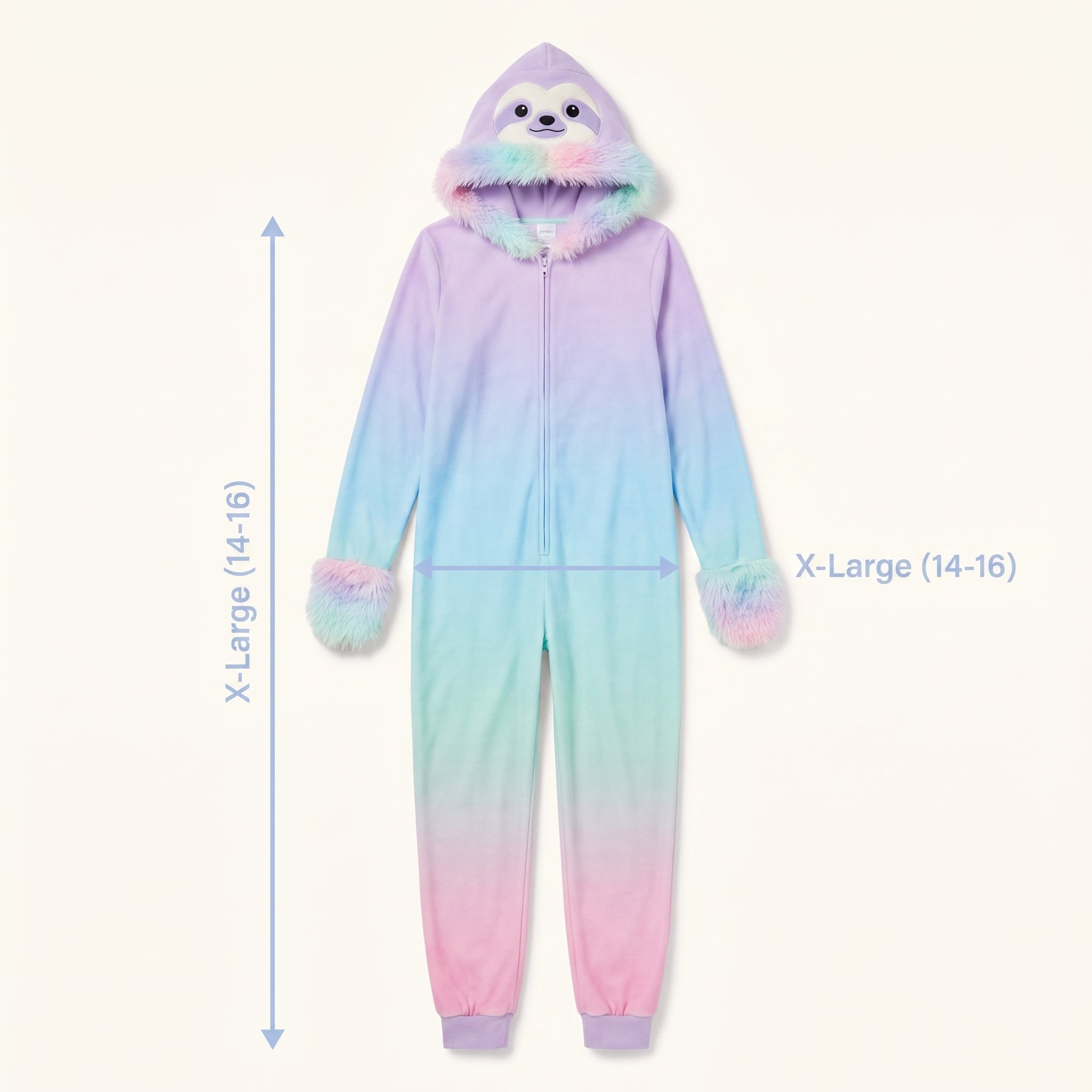 Pastel Sloth Zipster Costume for Girls - Halloween Edition - Child XL (14-16)