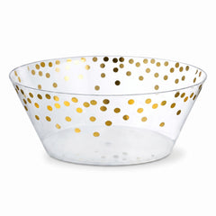 Elegant Gold Polka Dot Plastic Serving Bowl - 6.1 In.