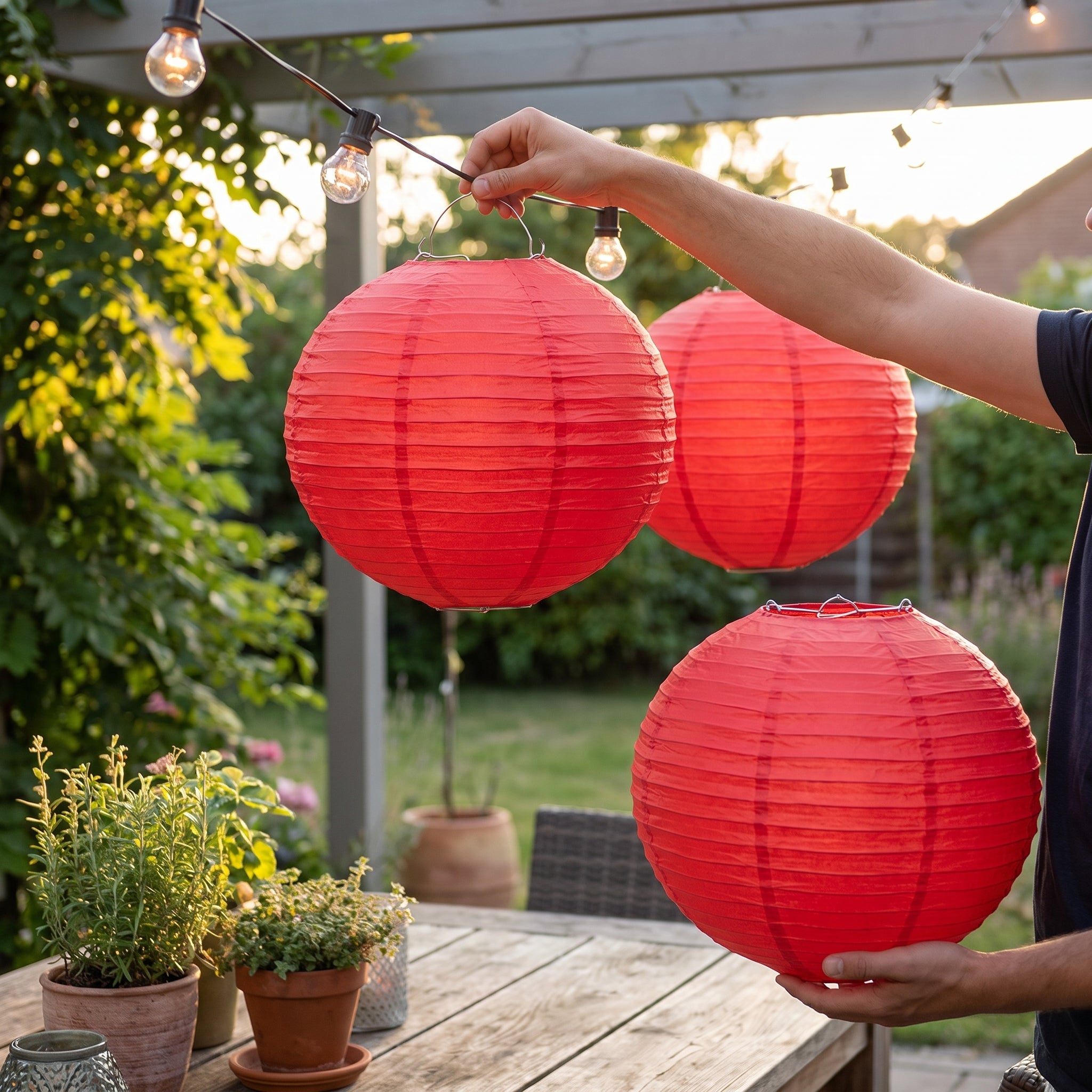 Red 9.5" Round Paper Lanterns - 3 Pack