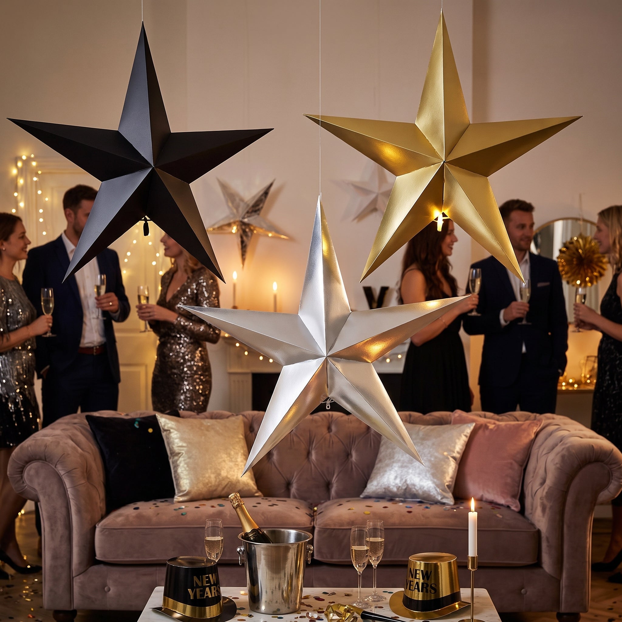 New Year's Eve Oversized 3D Star Decor Pack