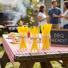 Sunshine Yellow Plastic Cutlery Set - 64 Pieces - 7.5 in.