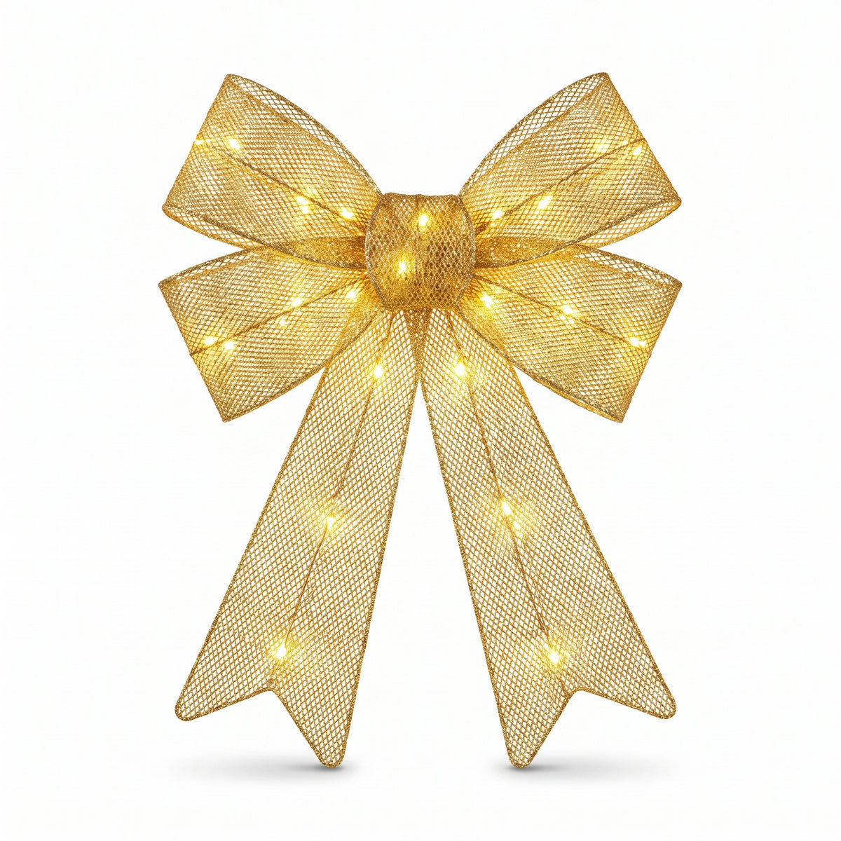 Illuminated Gold Masquerade Bow Decoration - 21"
