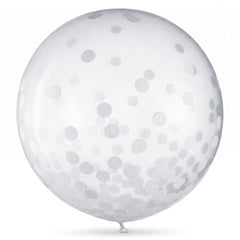 White Confetti Latex Balloons, 24-Inch, 2-Pack