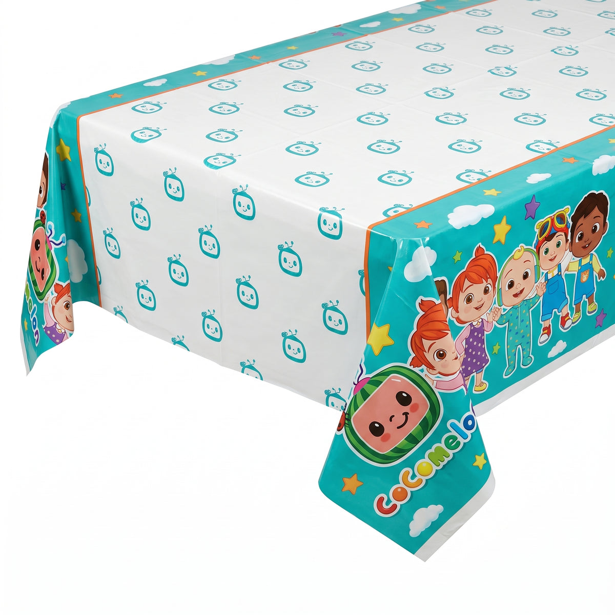 CoComelon Plastic Table Cover for Kids Birthday Parties, 54x96 inches