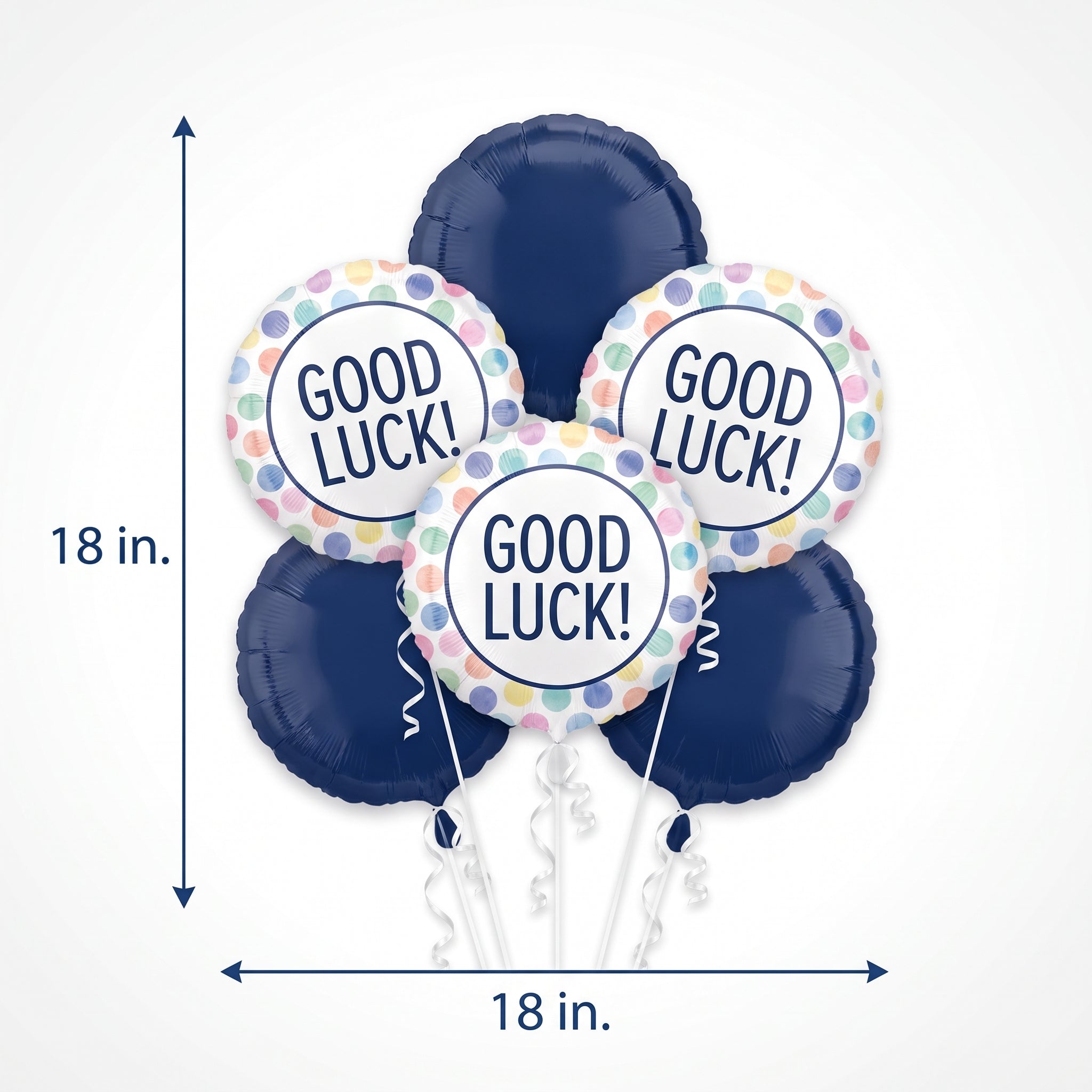 Satin Pastel Polka Dots Good Luck Balloon Bouquet - 5 Piece