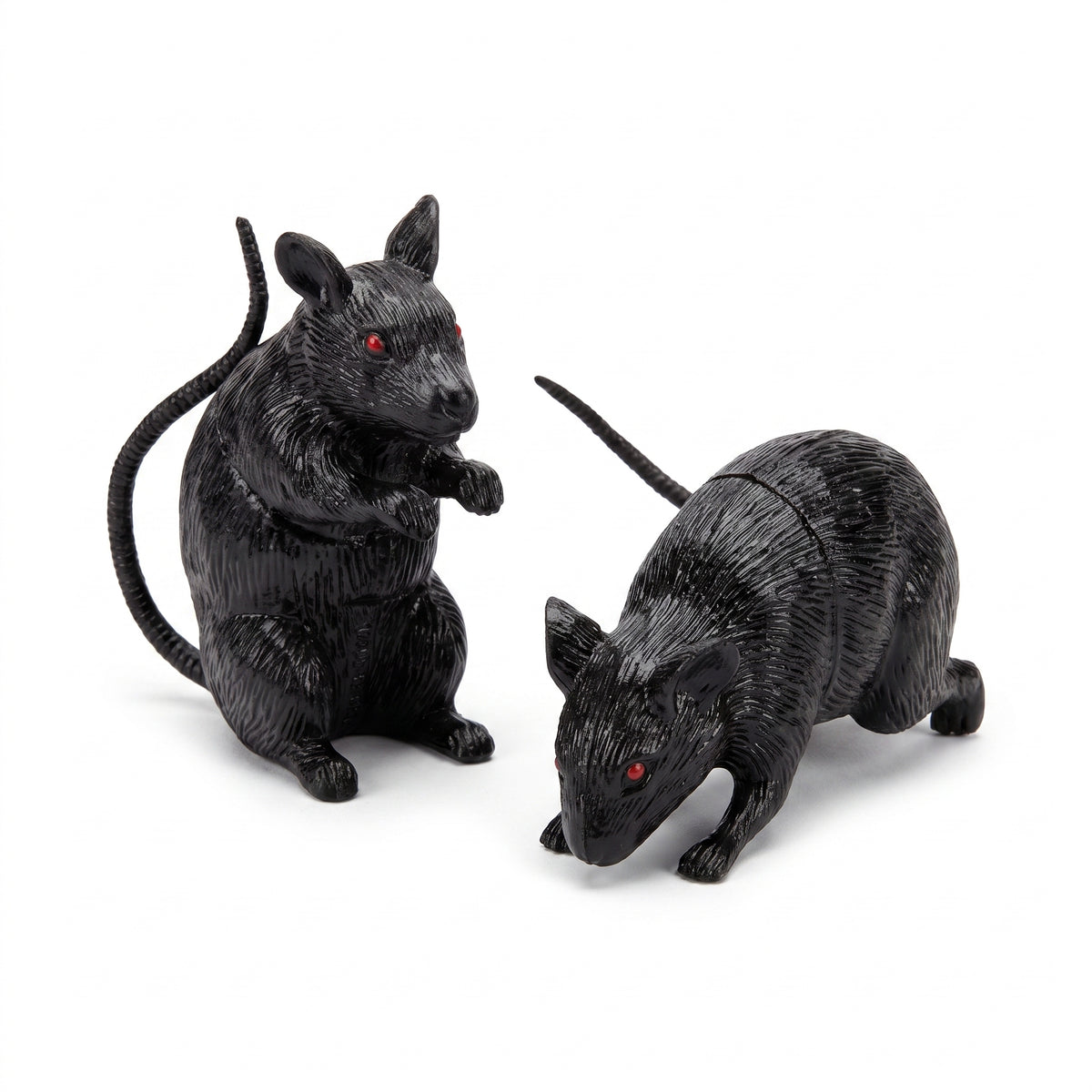 Creepy Crawly Black Rubber Rat Decor - 3 1/4-Inch Halloween Prop