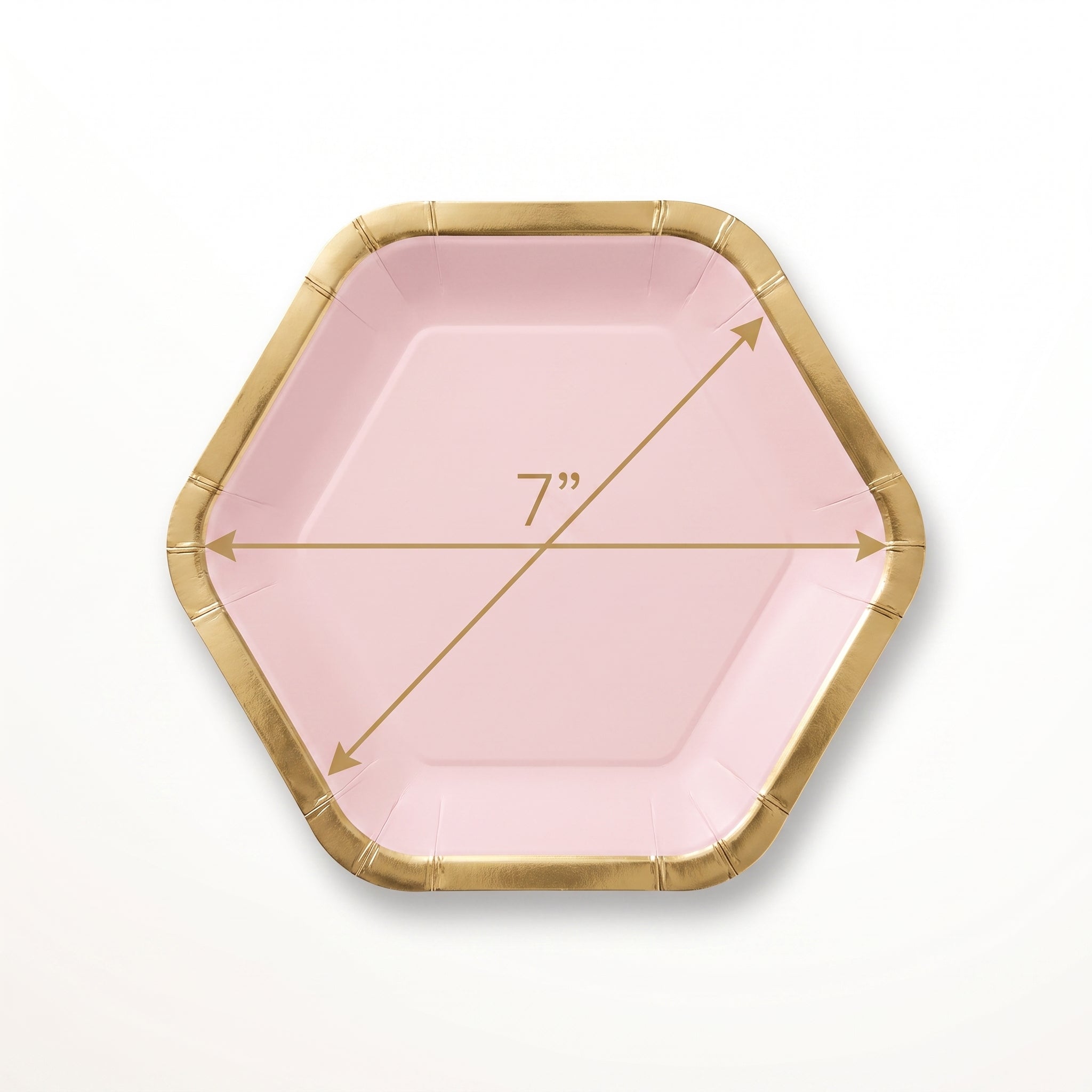 Rose Gold Hexagon Metallic Paper Plates - 7"