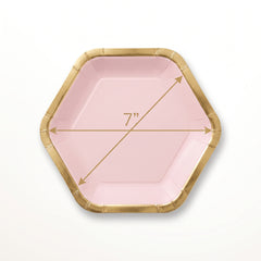 Rose Gold Hexagon Metallic Paper Plates - 7"