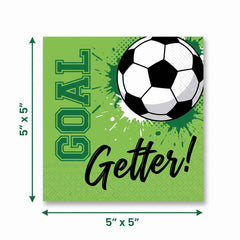 Goal Getter Soccer Beverage Napkins - 36 Pack - 5 In. X 5 In.