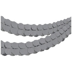 Elegant Silver Tissue Paper Garland - 12 ft
