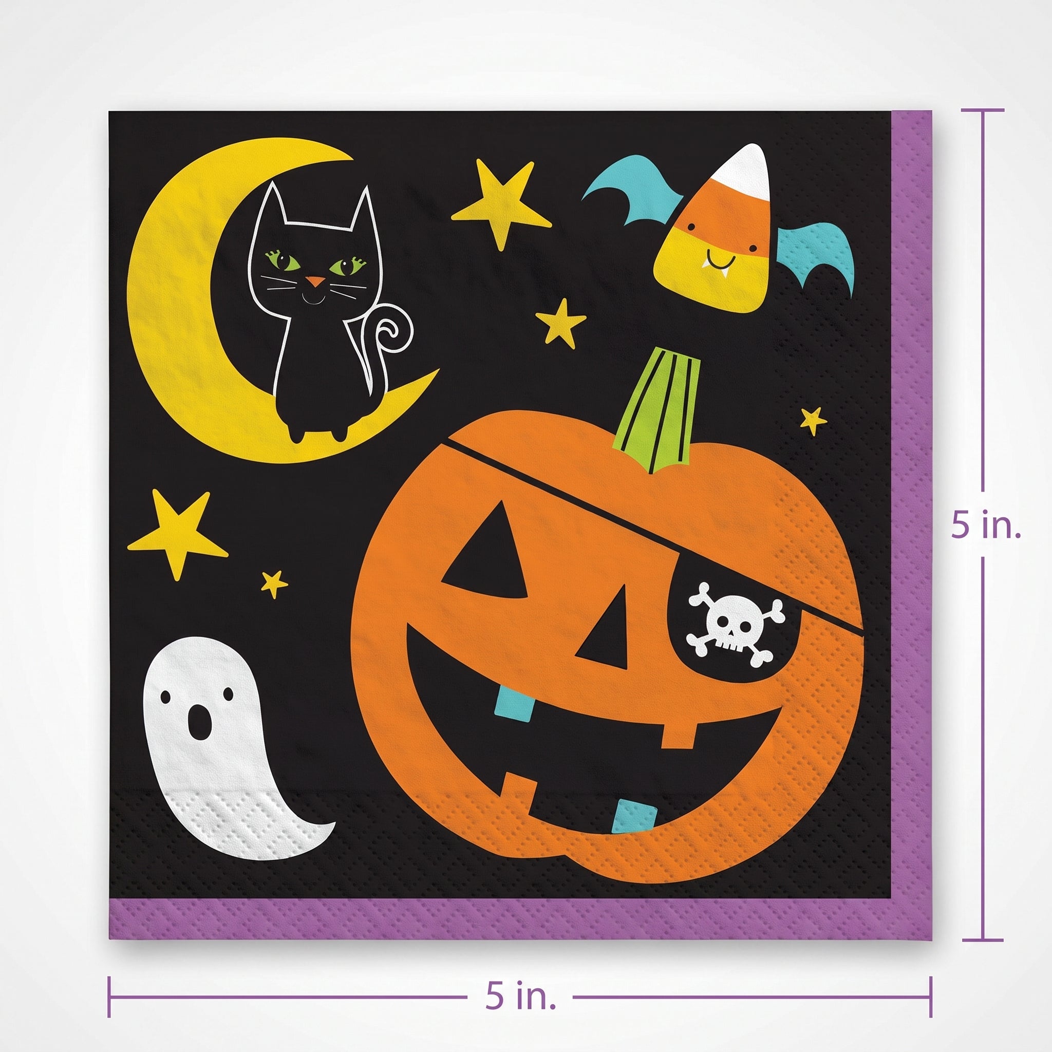 Spooky Halloween Printed Beverage Napkins - 5 in. x 5 in. - 2-Ply