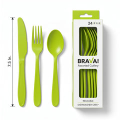 Brava! Kiwi Green Plastic Cutlery Set - 24 Count
