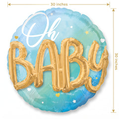 Oh Baby! Multi Blue Foil Balloon - Baby Boy Shower Decor