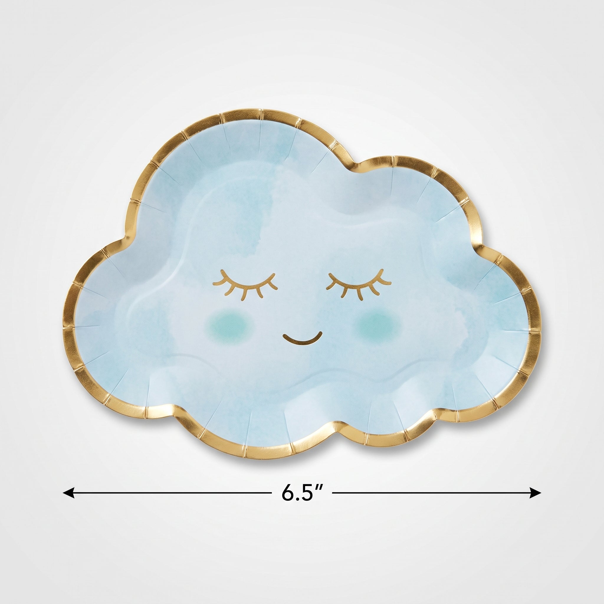 Oh Baby! Cloud-Shaped Metallic Plates - Blue & Gold, 8 Pack
