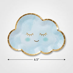 Oh Baby! Cloud-Shaped Metallic Plates - Blue & Gold, 8 Pack