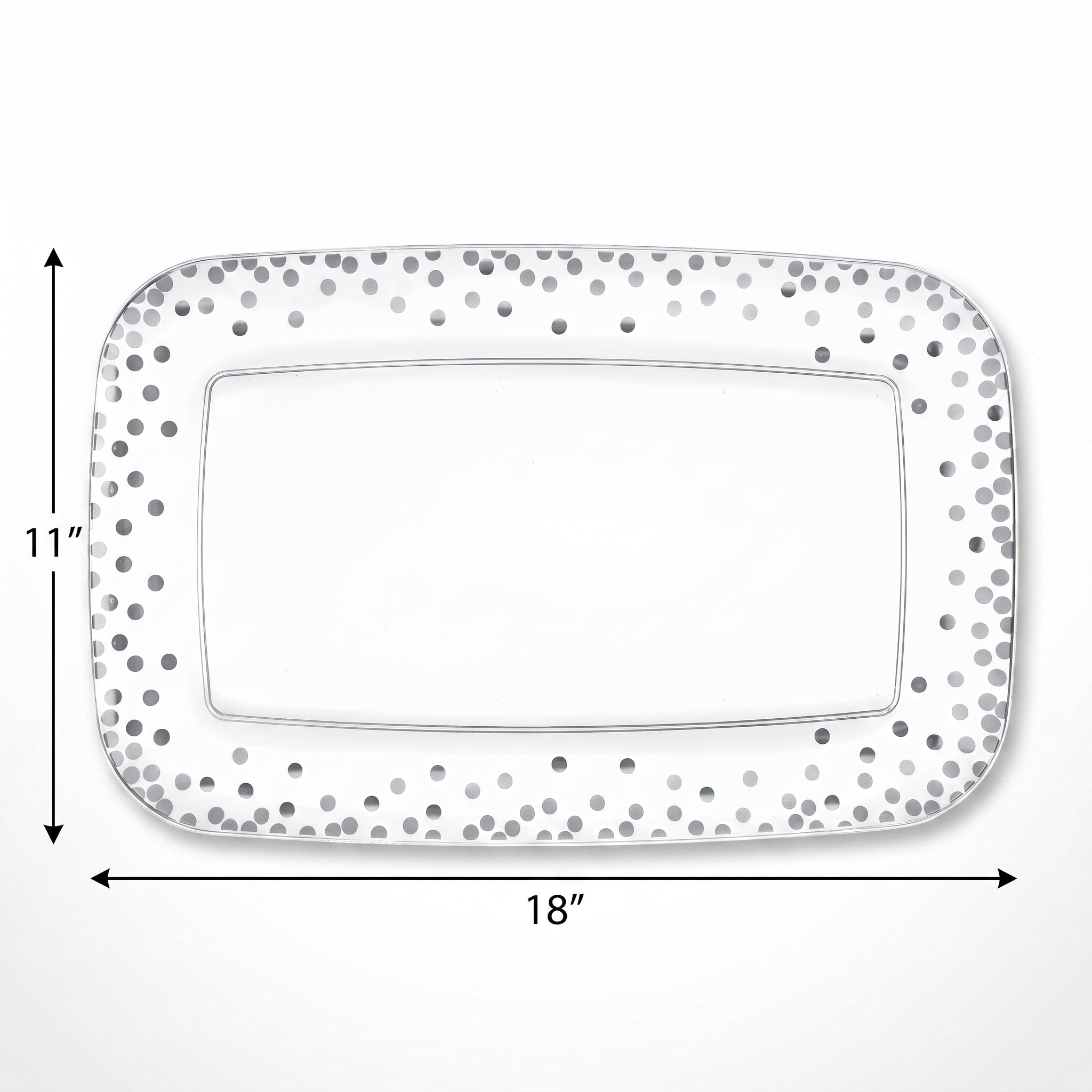 Elegant Silver Polka Dot Serving Tray - 11" x 18"