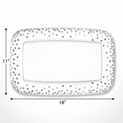 Elegant Silver Polka Dot Serving Tray - 11" x 18"