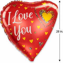 Heartfelt Love Glitter Hearts Foil Balloon