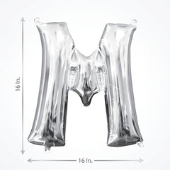 Silver Foil Letter "M" Balloon - Air Filled