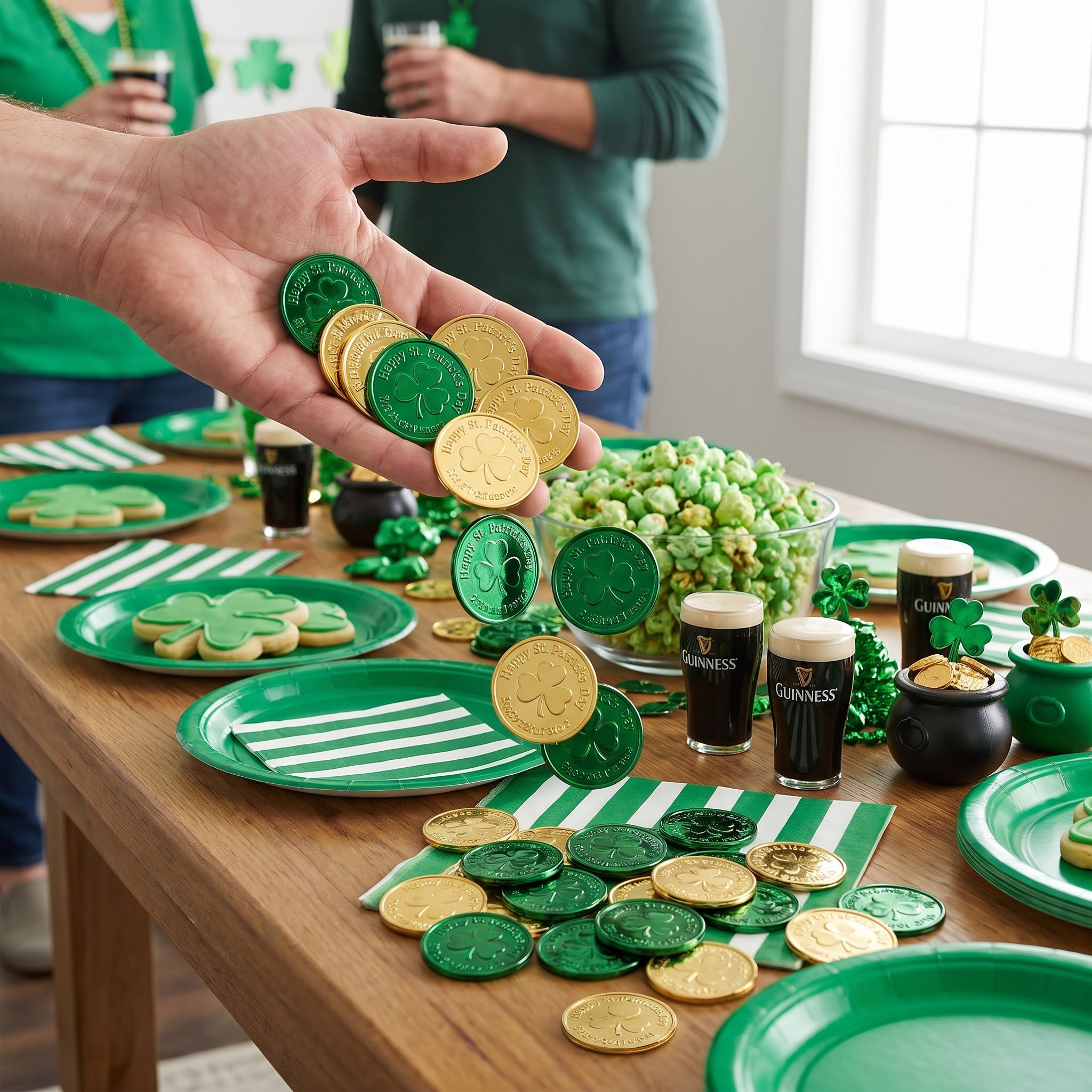 St. Patrick's Day Green and Gold Coin Confetti Table Scatter, 100-Pack