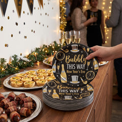Bubbly This Way New Year's Eve 6.75" Round Paper Plates