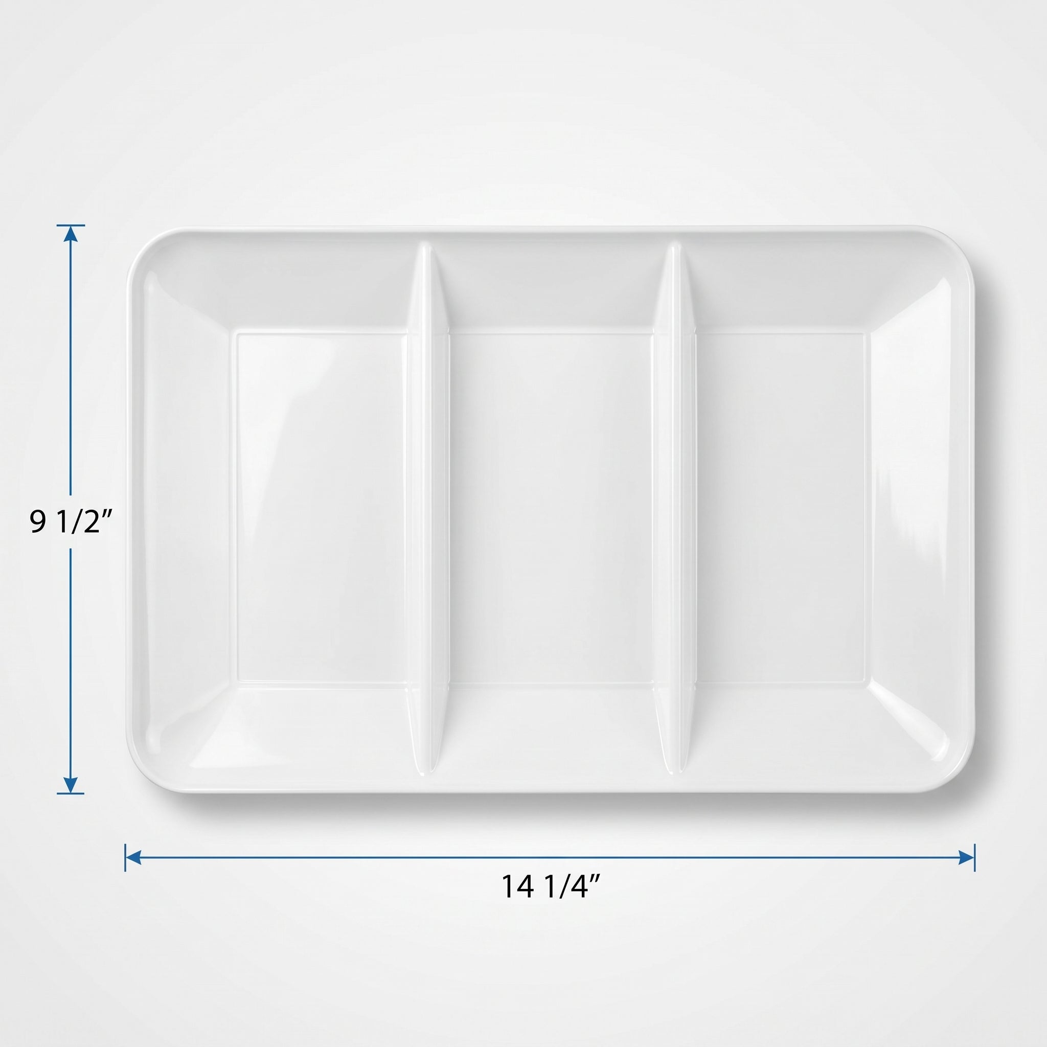 White Plastic Compartment Serving Tray - 14.25" x 9.5"