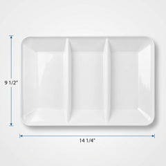 White Plastic Compartment Serving Tray - 14.25" x 9.5"