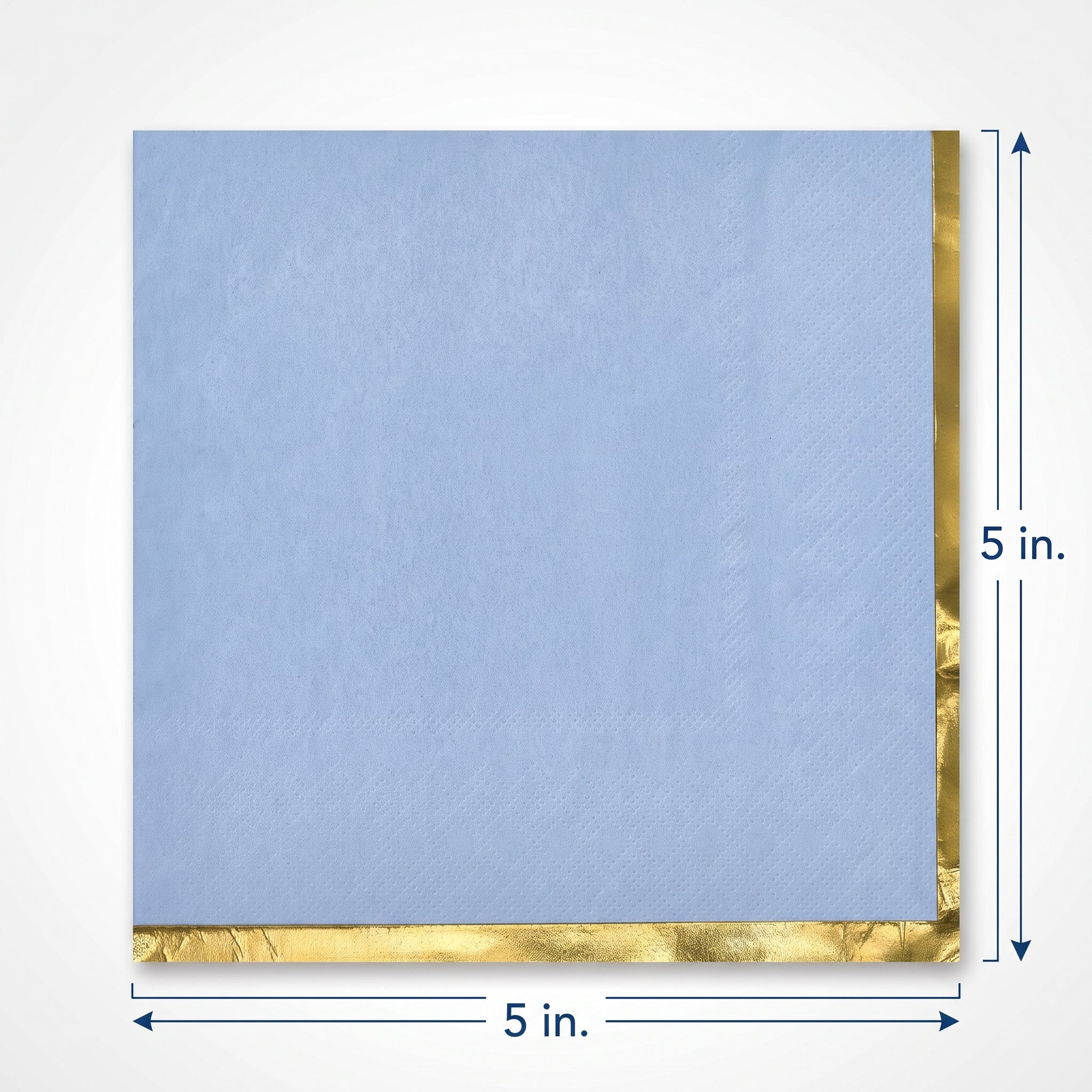 Blue Beverage Napkins with Gold Stamp - 5 In. X 5 In.