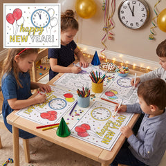 "Happy New Year" Coloring Paper Placemats - 24 Pack