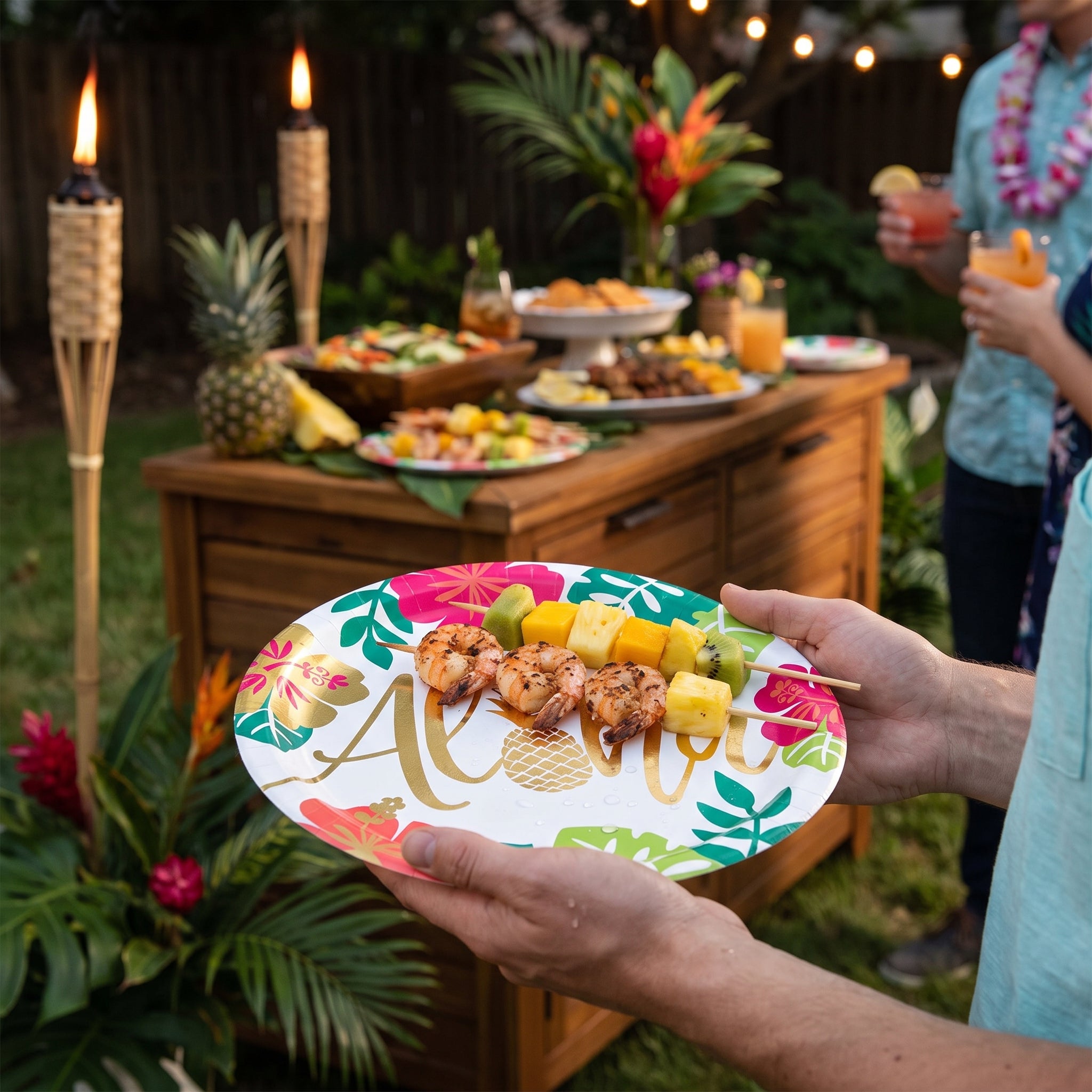 Aloha Tropical Floral Paper Plates, 10.5-Inch, 8-Pack - 10.5 in.