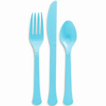 Light Blue Heavyweight Plastic Cutlery Set - 7.5 in. - 24 Count