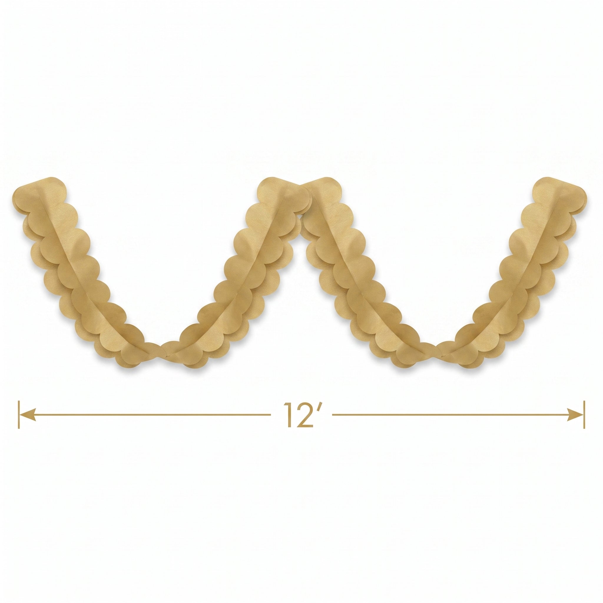 Elegant Gold Tissue Paper Garland - 12 ft
