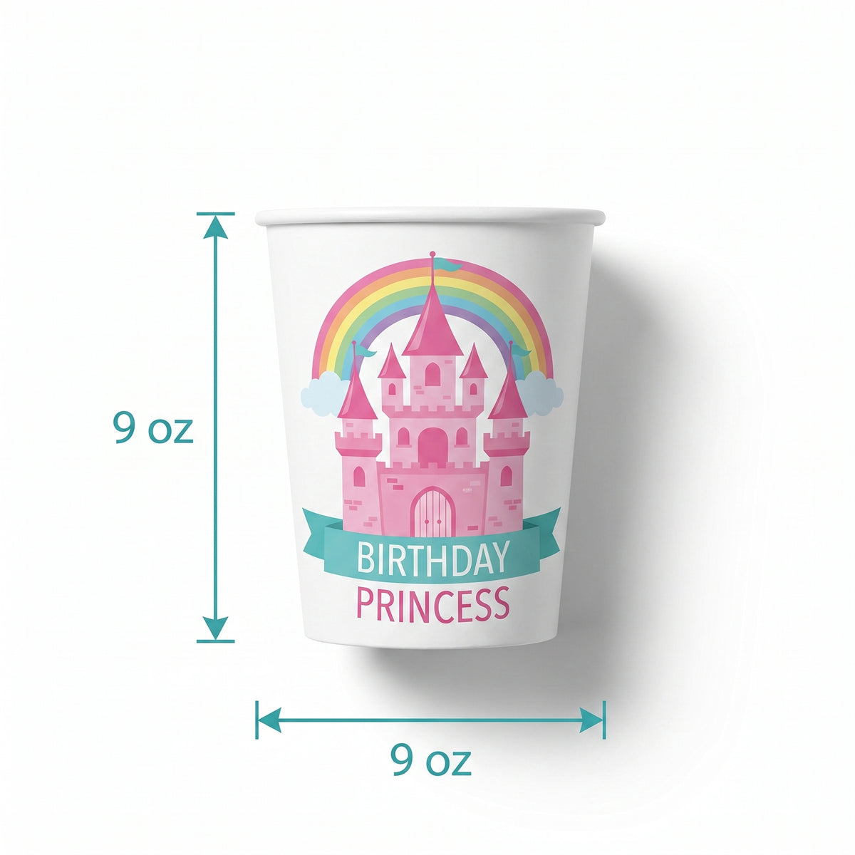 Princess Castle Birthday Paper Cups - 9oz