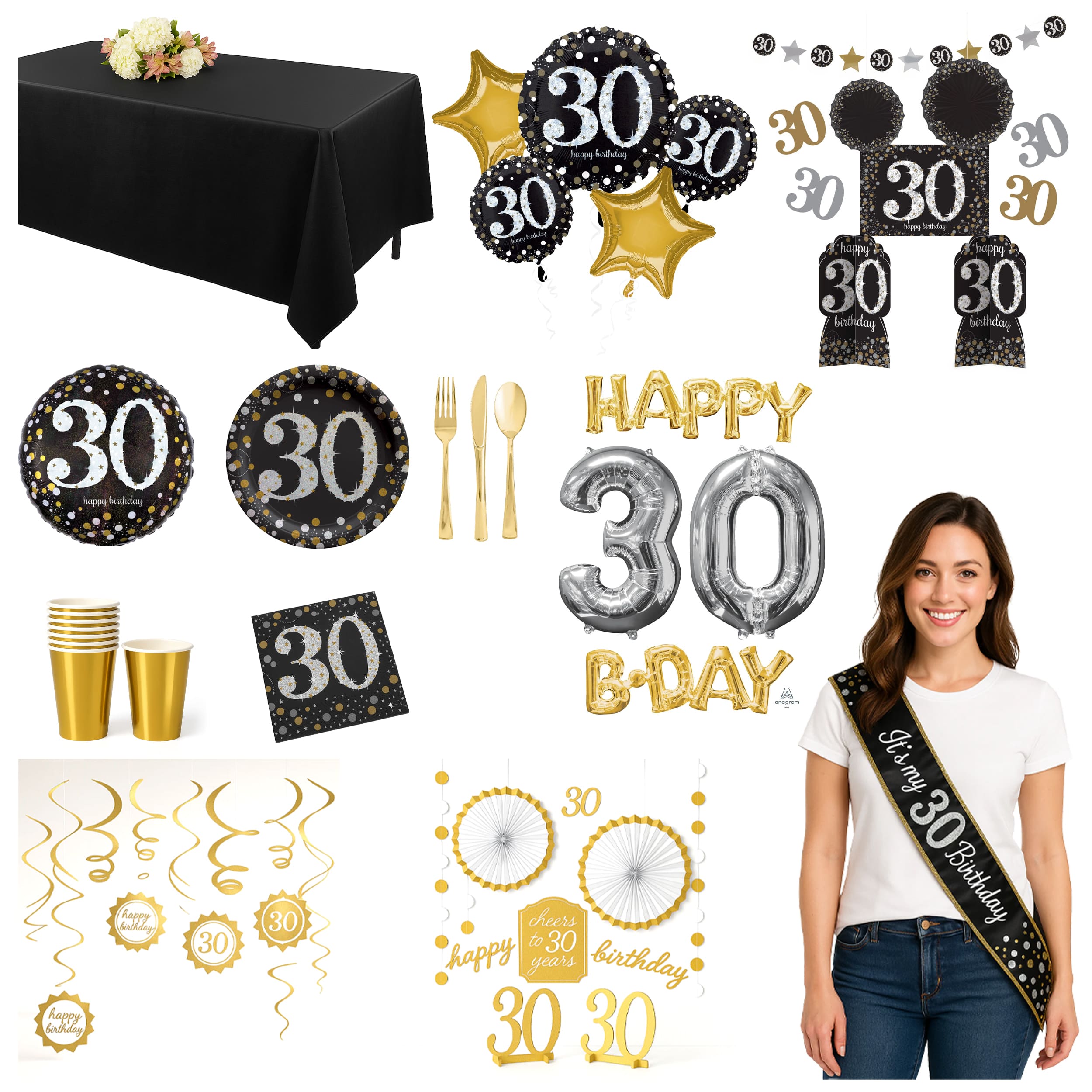 30th Birthday Party Deluxe Kit - For 8 Guests
