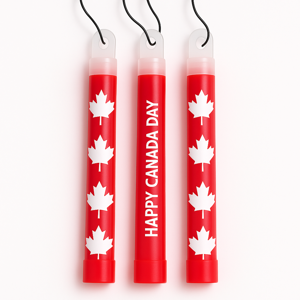 Happy Canada Day Glow Stick Necklaces, Red/White, 3-Pack