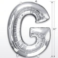Silver Letter G Foil Balloon - Metallic Mylar Party Decor