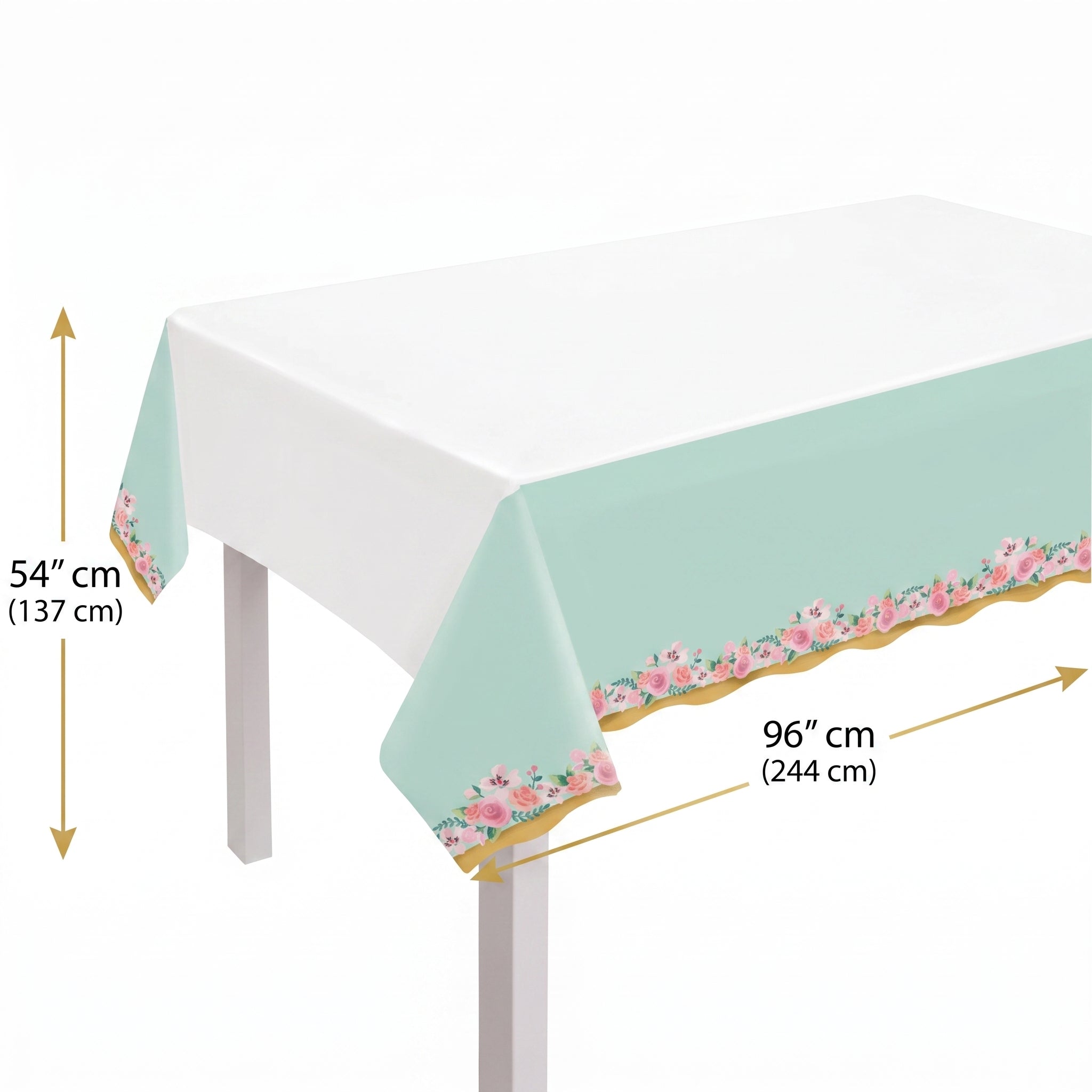 Elegant Mint Floral Wedding Plastic Table Cover