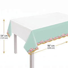 Elegant Mint Floral Wedding Plastic Table Cover