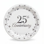 25th Anniversary Metallic Round Dinner Plates, 10.5-Inch, 8-Pack