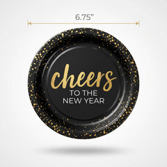 "Cheers To The New Year" 6.75-Inch Round Paper Plates - 20 Pack