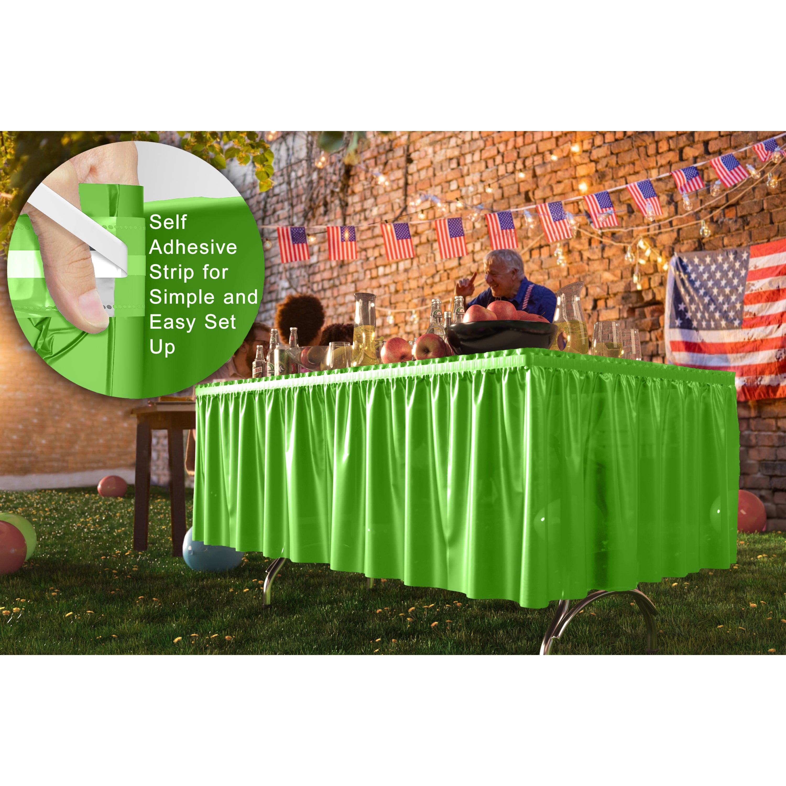 Lime Green Plastic Table Skirt