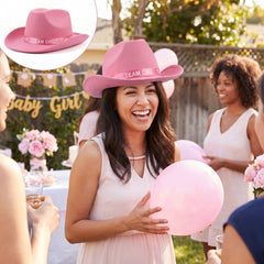 "Team Girl" Gender Reveal Felt Hat - Pink Wearable Baby Shower Accessory