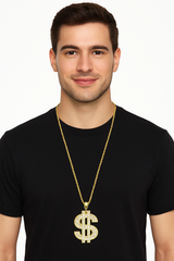 Gold Dollar Sign Pendant Necklace